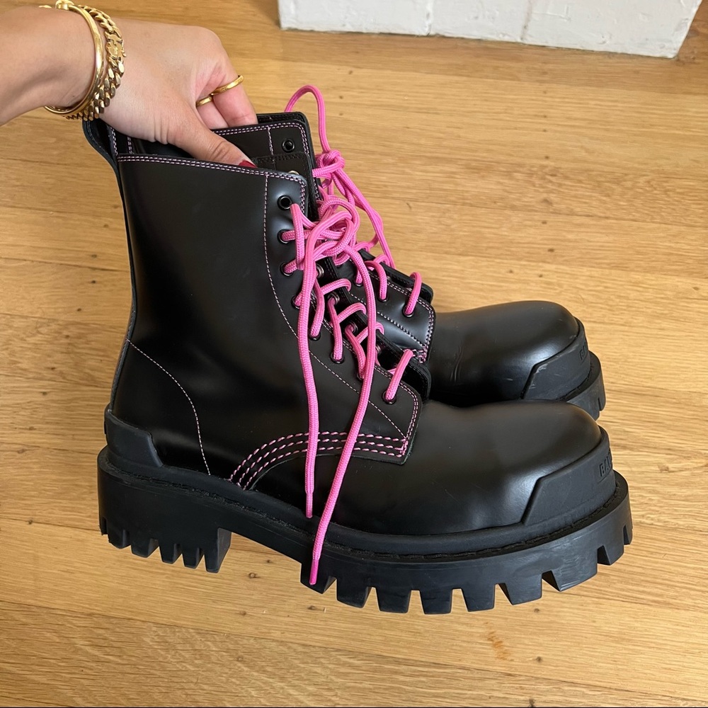 Balenciaga Strike 20mm Lace-Up Boots 37.5